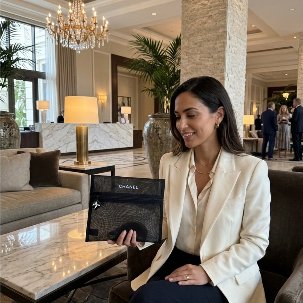 CHANEL Beauté La Collection Black Mesh Pouch NIB